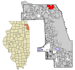 Cook County Illinois incorporated and unincorporated areas Northbrook highlighted